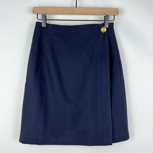 Vintage Fundamental Things Petites Navy Wool Wrap Mini Skirt Size XS